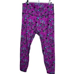 Peachy Athletic Esuna Leggings Pink Skull Butterfly Crystal Stars XL Magenta